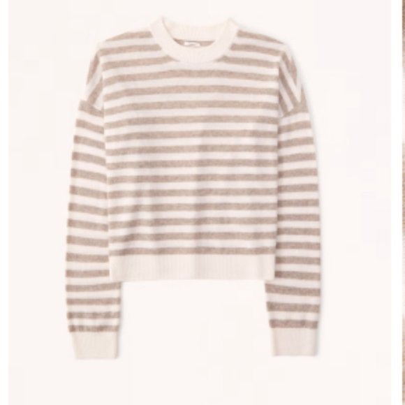 Abercrombie and Fitch 100% Cashmere Cream & Beige Stripe Sweater XXS - Picture 3 of 9